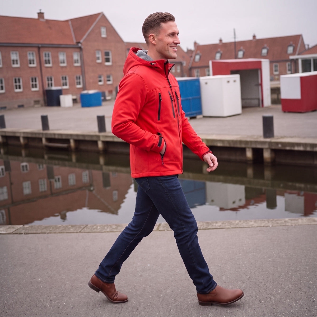 Men's Hooded Work Softshell | Lined | Multi-Pocket