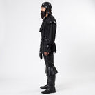 Man wearing black pirate costume with bandana, ruffle shirt, belt, and boots | Chaps London
