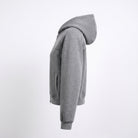 Grey cropped zip hoodie shown in side profile on mannequin | Chaps London