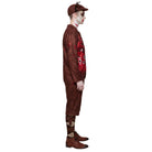 Man wearing brown zombie costume jacket, knickerbockers, and flat cap, side view | Chaps London