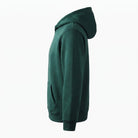 Dark green fleece pullover hoodie on mannequin, side profile view | Chaps London