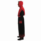 Man wearing black and red devil robe with pointed hood, side view | Chaps London
