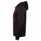 Black zip hoodie with red trim, side view on mannequin | Chaps London