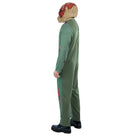 Green zombie jumpsuit costume with textured mask worn by mannequin figure | Chaps London
