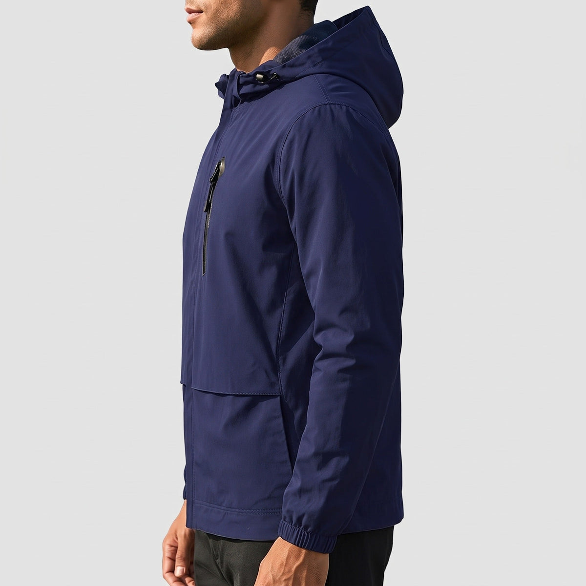 Men's Short Rain Jacket | Hooded | Waterproof | Zip Chest Pocket