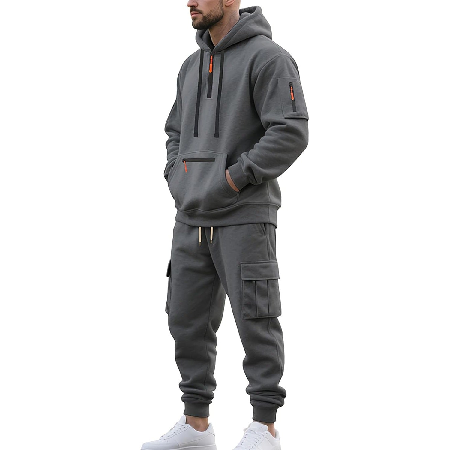 Men's Cargo Tracksuit | Hoodie with Zip Pockets | 6 Colours