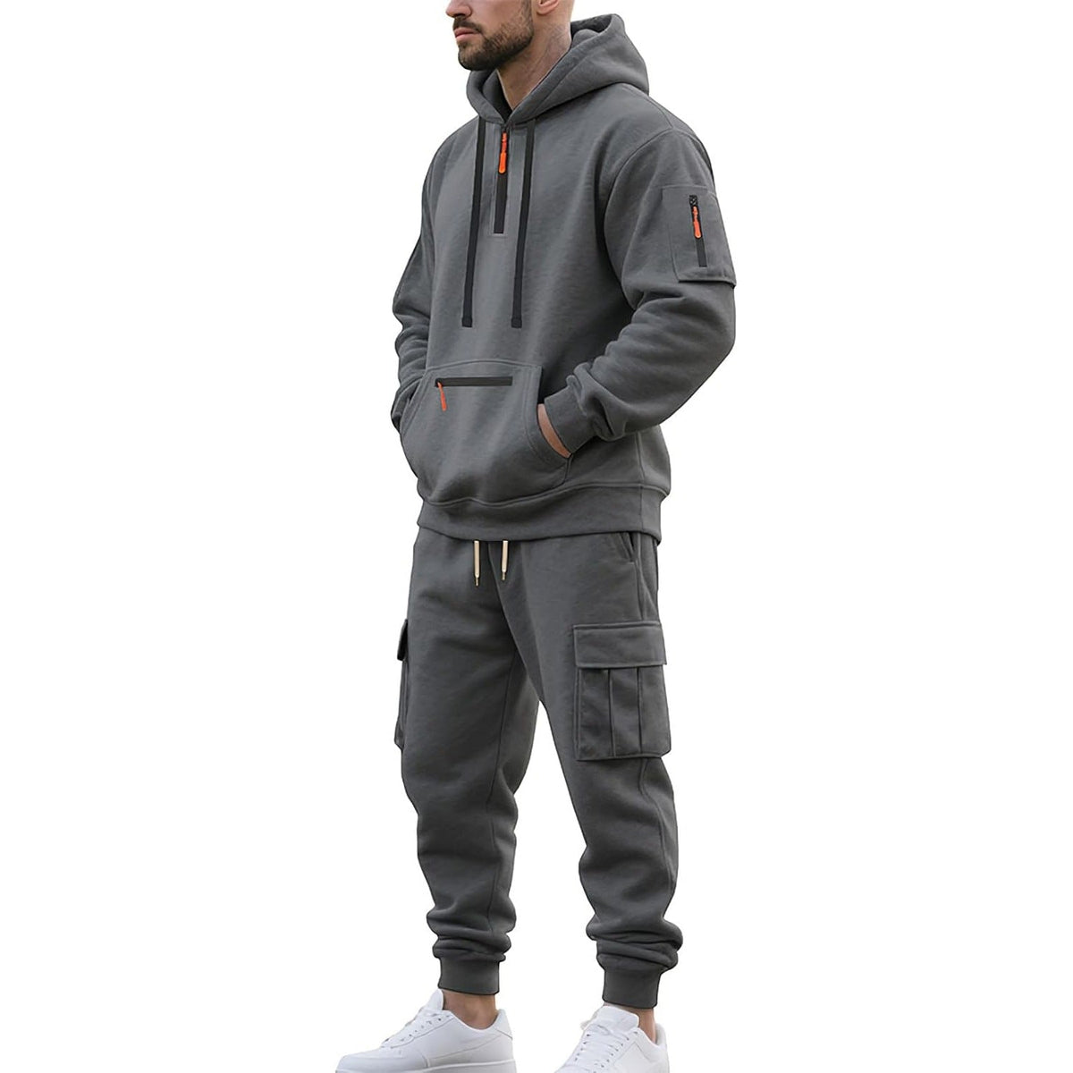 Men's Cargo Tracksuit | Hoodie with Zip Pockets | 6 Colours