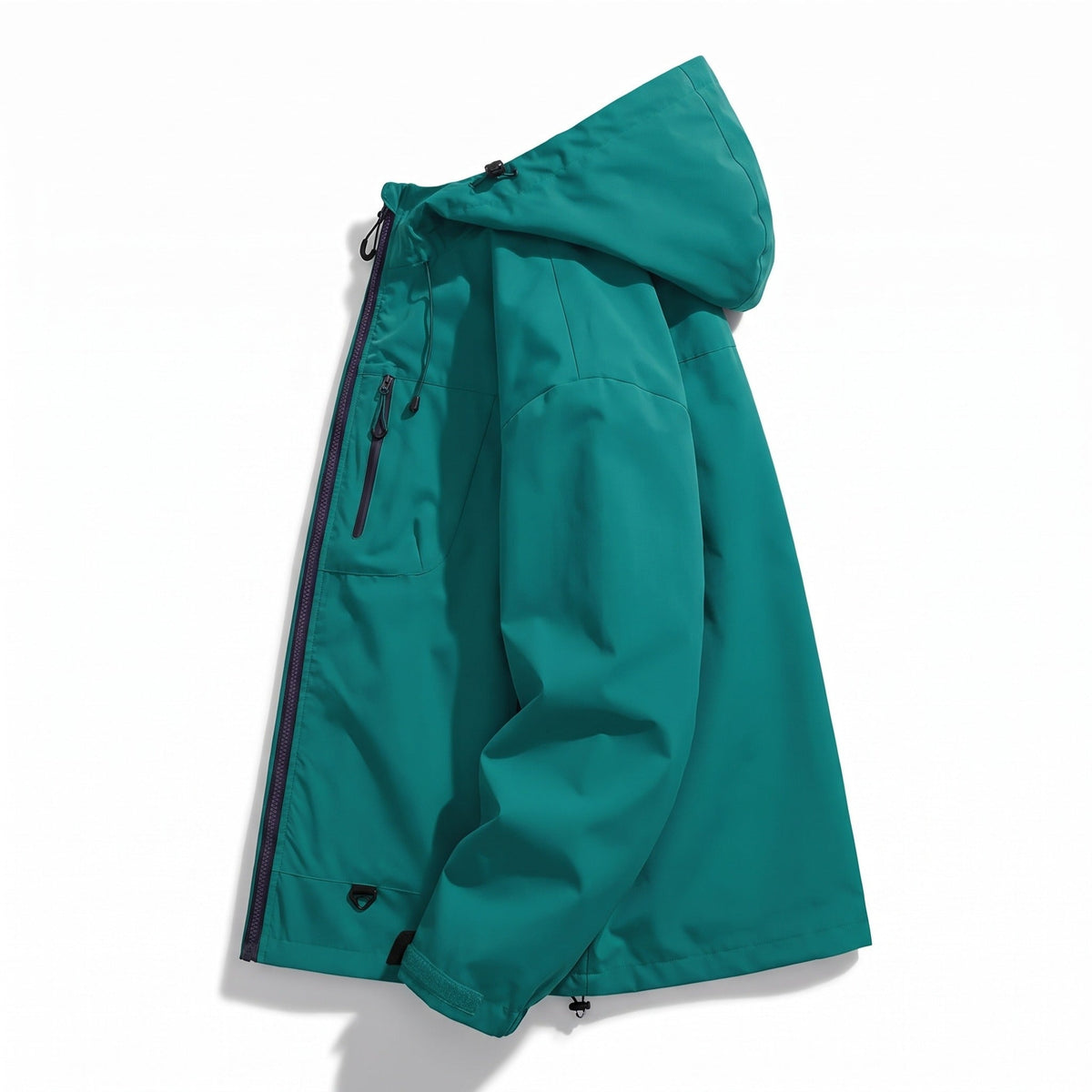 Men's Sporty Rain Jacket | Adjustable Hood | Zip Pockets | Hip Length