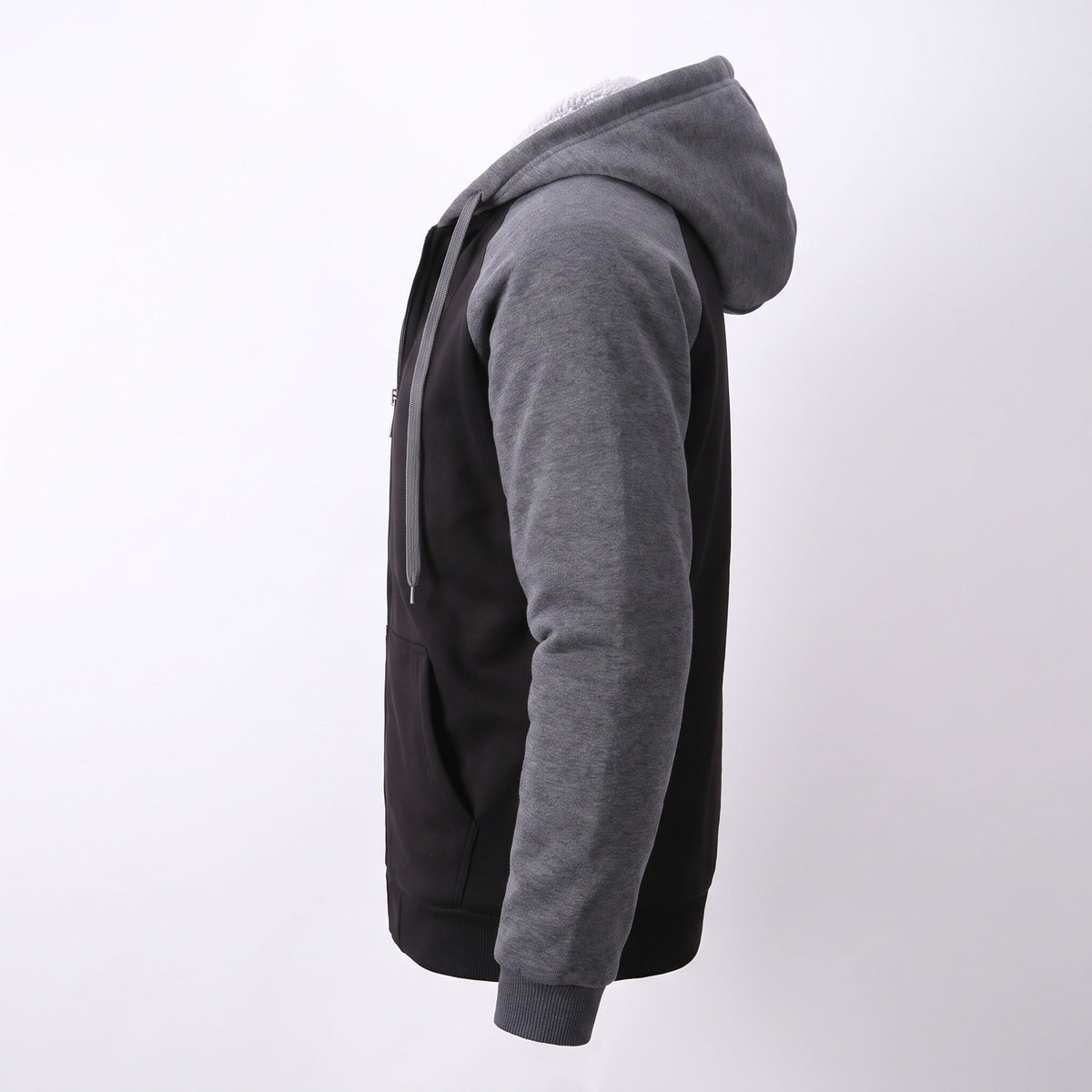 Black and grey zip hoodie side view on mannequin | Chaps London
