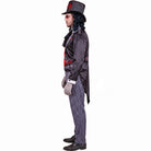 Man wearing black tailcoat, striped trousers, top hat, side profile view | Chaps London