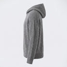 Gray ribbed knit hoodie, side view, worn by a person | Chaps London