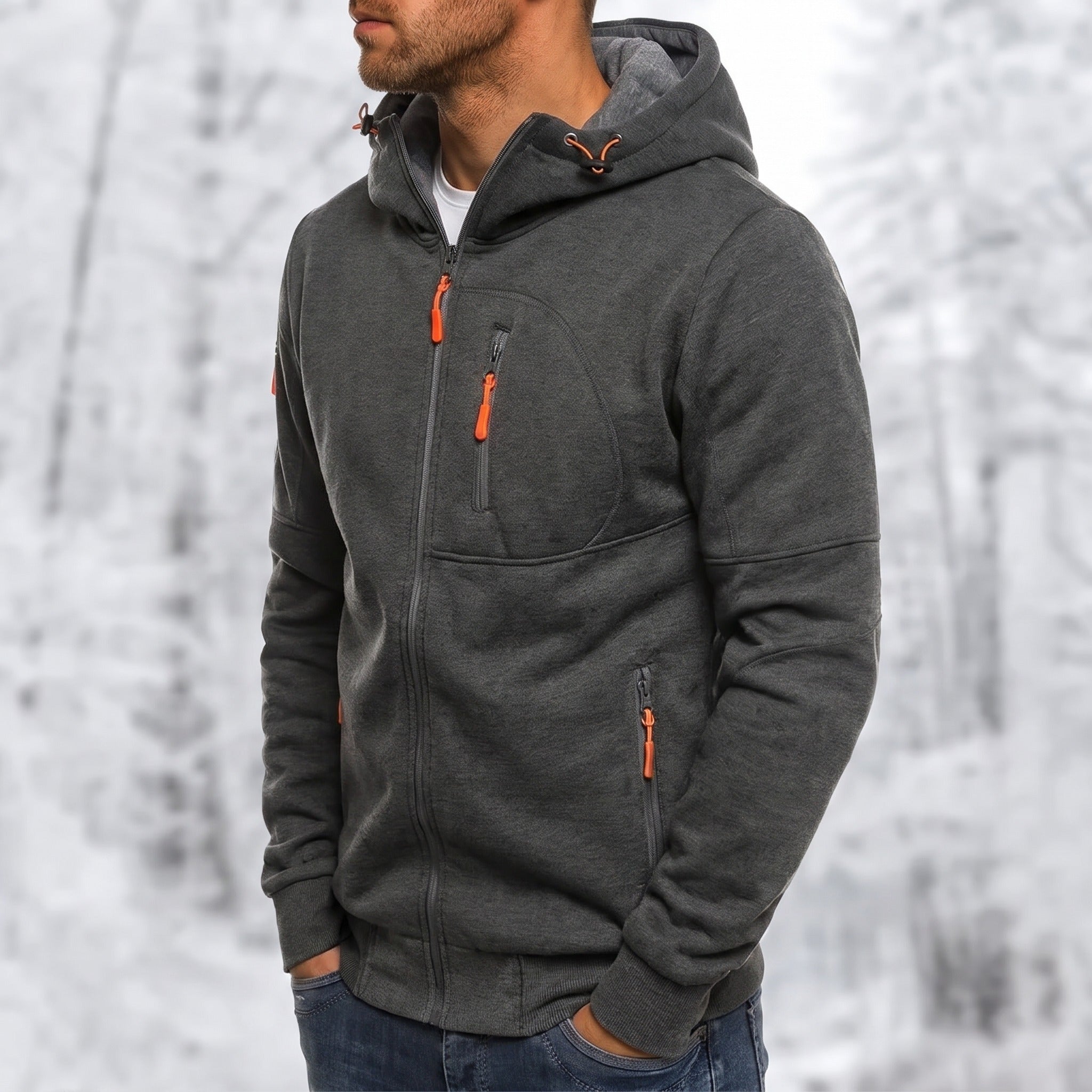 Men's Zip Hoodie with Chest and Sleeve Pockets | 9 Colours