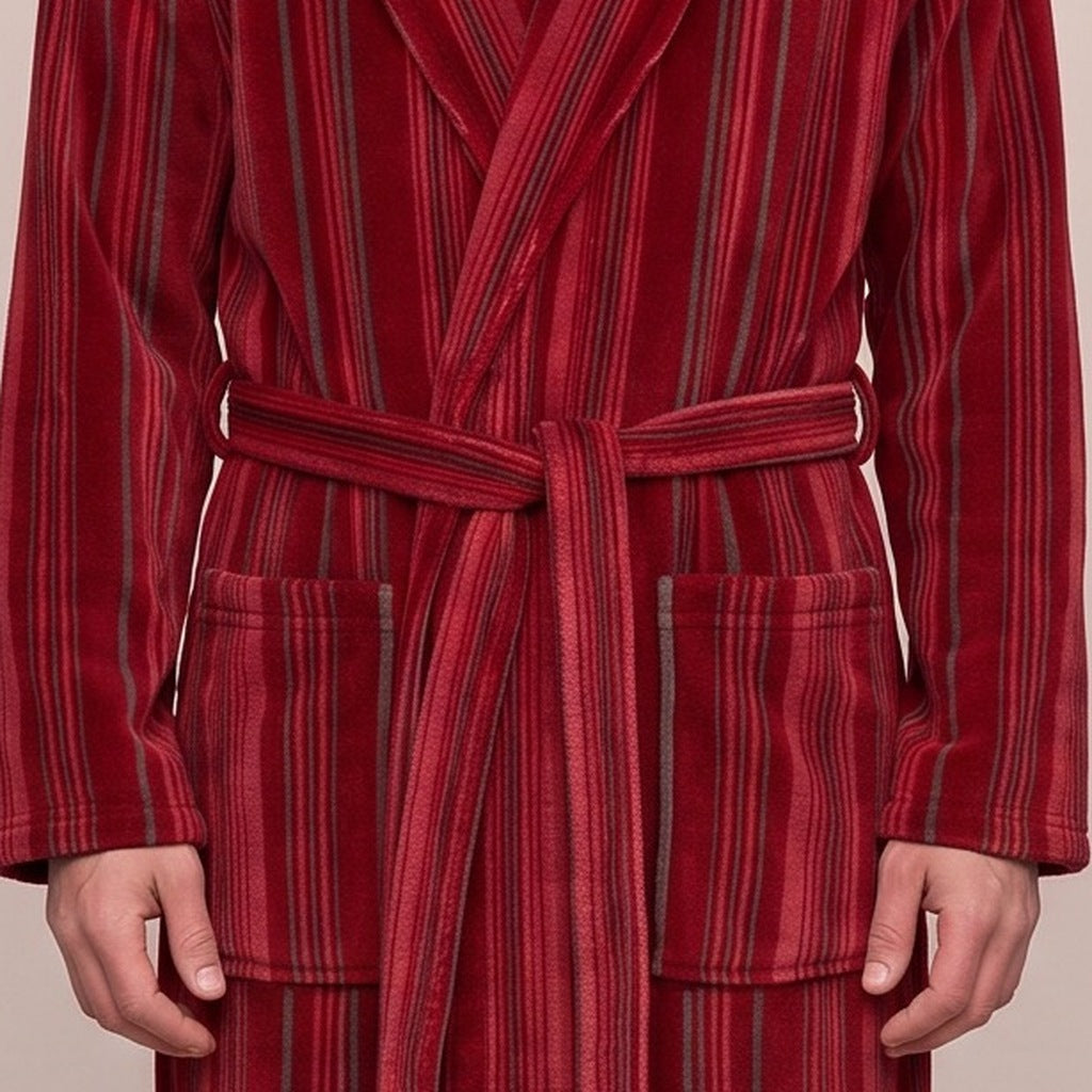 Men's Striped Fleece Dressing Gown | 2 Colours