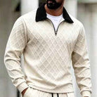 Men's Half Zip Lounge Set | Diamond Texture | Cream