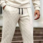 Men's Half Zip Lounge Set | Diamond Texture | Cream