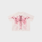 Pale pink oversized T-shirt with pink ribcage skeleton print, shown flat | Chaps London