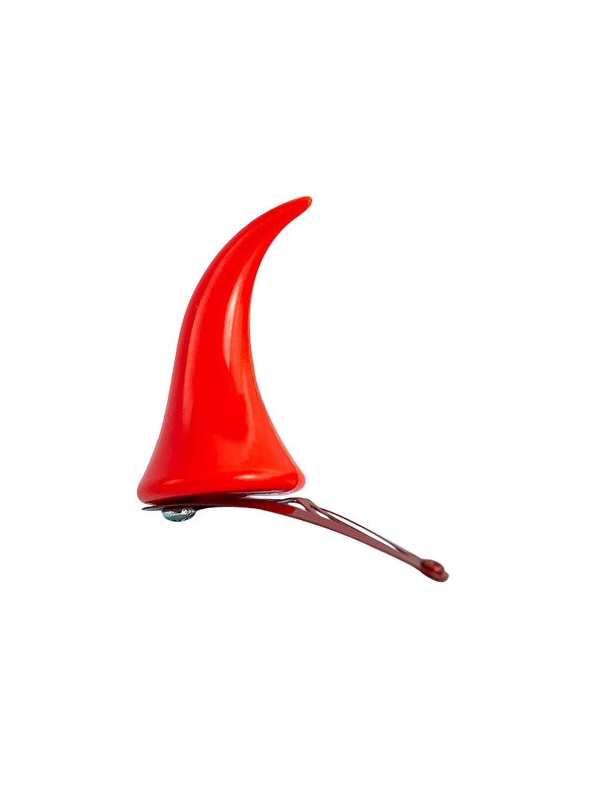 Red devil horn clip, front view