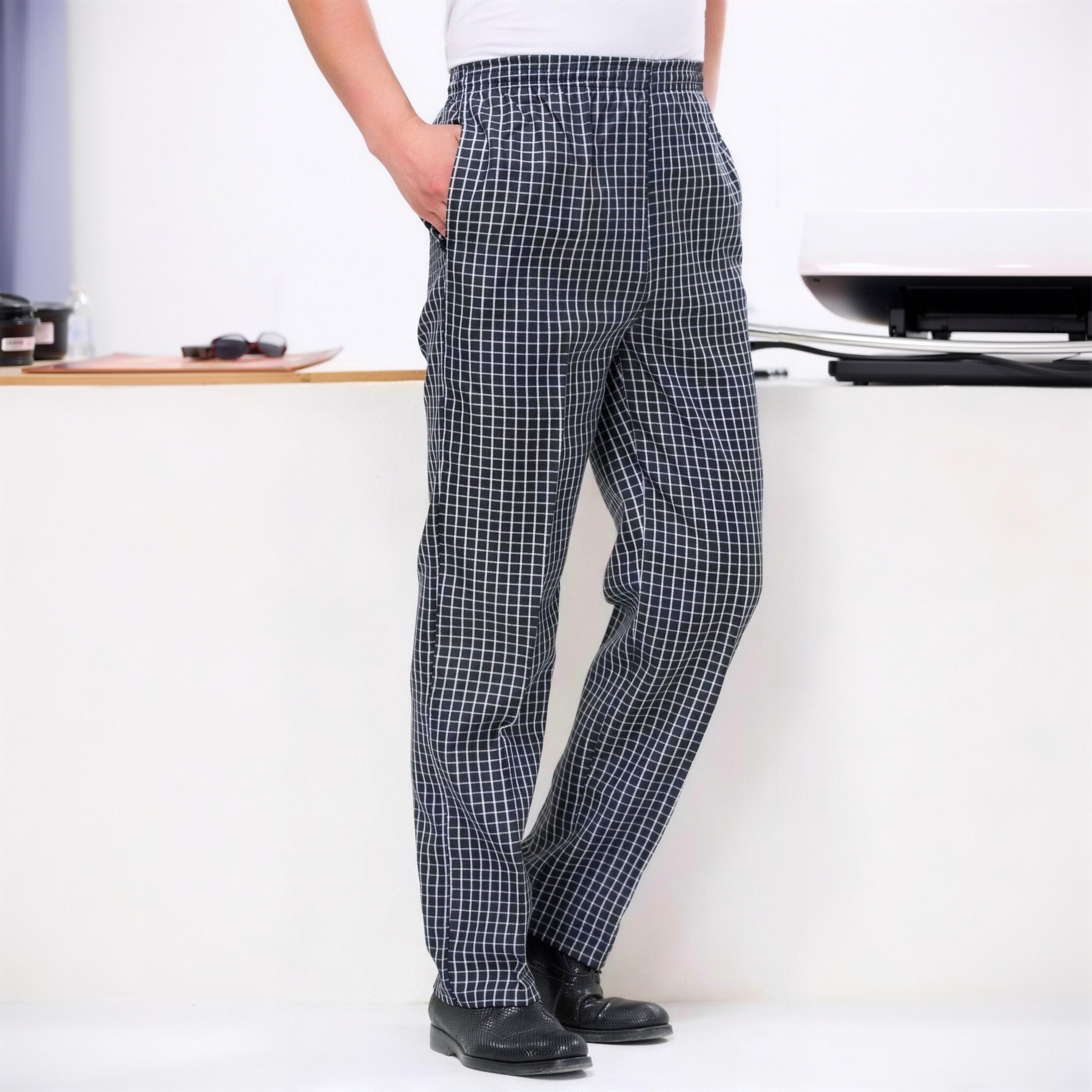 Men's Chef Trousers | Elasticated Waist | Side Pockets | Cotton Blend
