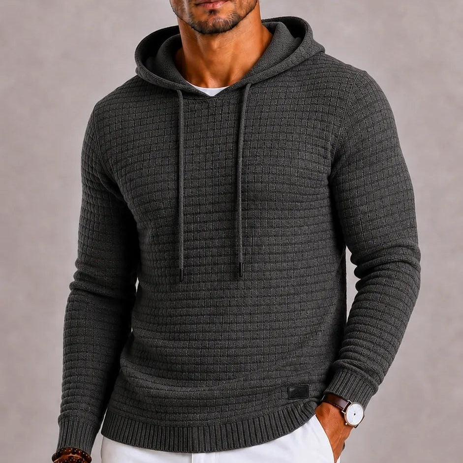 Men's Waffle Knit Hoodie with Hem Patch | 5 Colours