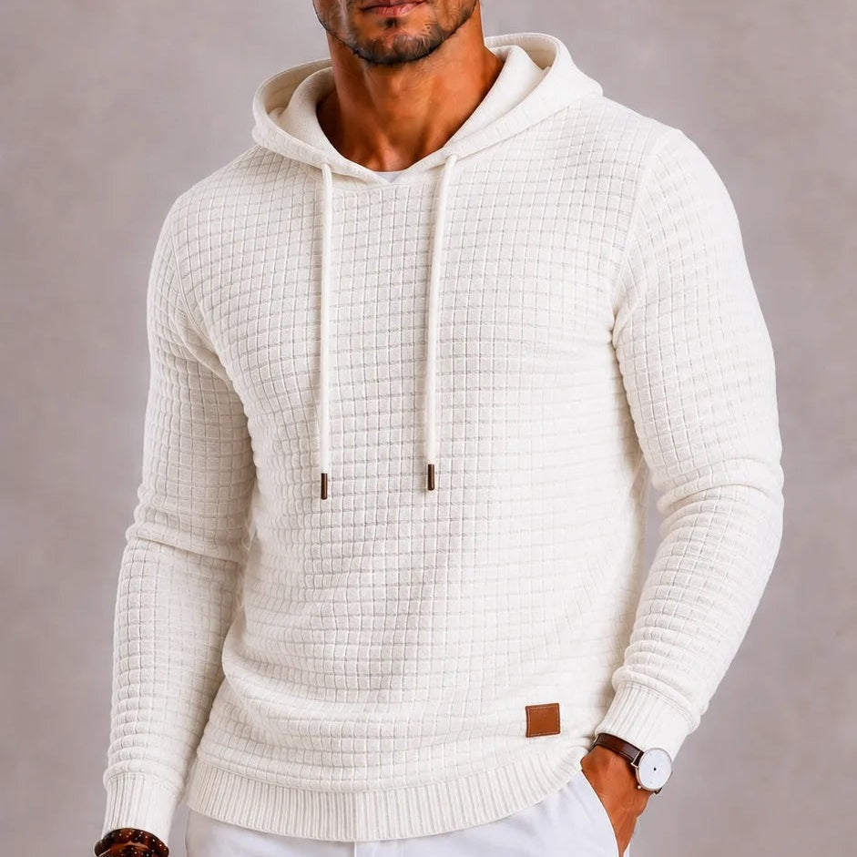 Men's Waffle Knit Hoodie with Hem Patch | 5 Colours