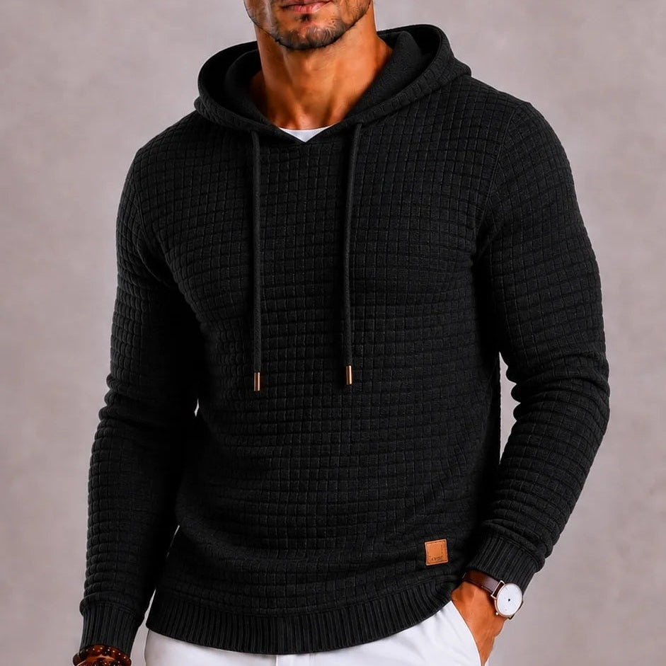 Men's Waffle Knit Hoodie with Hem Patch | 5 Colours