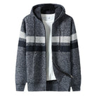 Men's Striped Knit Hooded Cardigan | Teddy Lining | 5 Colours