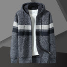 Men's Striped Knit Hooded Cardigan | Teddy Lining | 5 Colours