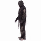 Gray tattered zombie costume with hood and mask on mannequin | Chaps London